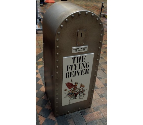 The Flying Reiver's completely wireless donation box coin mech